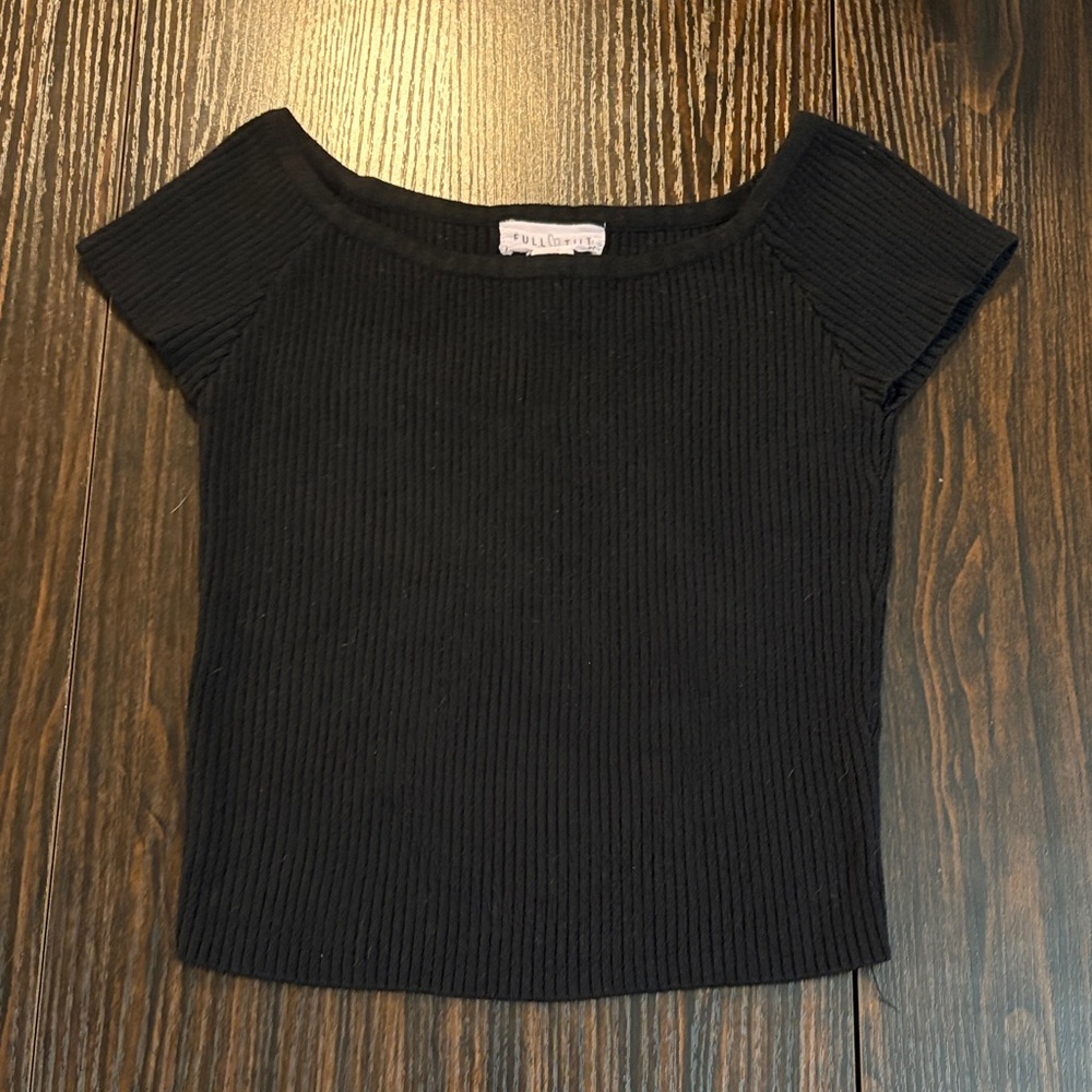 Full Tilt Black Ribbed Crop Top